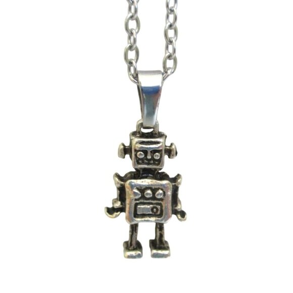 New Robot Pendant Necklace on 18' Stainless Chain Robotics Unisex Jewelry Gift - Picture 5 of 6